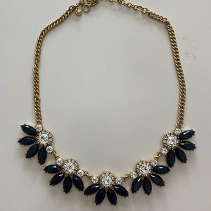 J. Crew Navy/Gold Floral Necklace